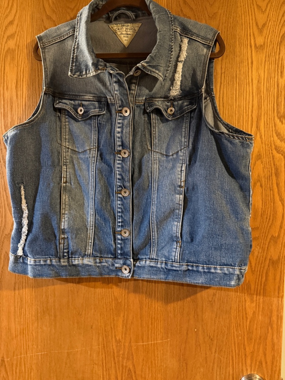 Dkny Blue Denim Jacket with Distressing